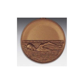 Emblem D=50mm Schwimmerin Crowl,  bronzefarben, siber- oder goldfarben