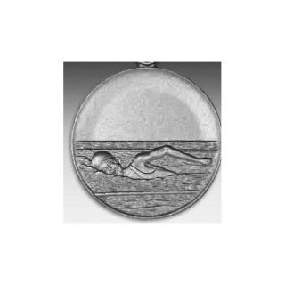 Emblem D=50mm Schwimmerin Crowl, silberfarben in Kunststoff fr Pokale und Medaillen