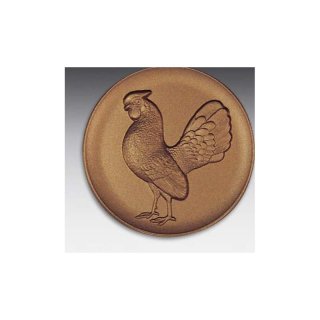 Emblem D=50mm Sebr. Huhn,   bronzefarben, siber- oder goldfarben