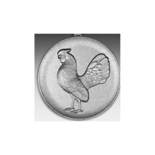 Emblem D=50mm Sebr. Huhn, silberfarben in Kunststoff fr Pokale und Medaillen