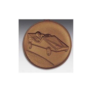 Emblem D=50mm Seifenkiste, bronzefarben in Kunststoff fr Pokale und Medaillen