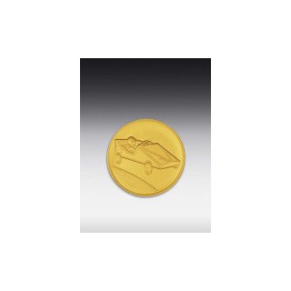 Emblem D=50mm Seifenkiste, goldfarben in Kunststoff fr Pokale und Medaillen