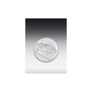Emblem D=50mm Seifenkiste, silberfarben in Kunststoff fr Pokale und Medaillen