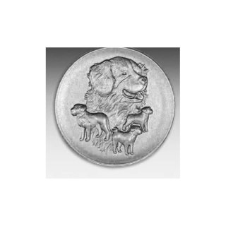 Emblem D=50mm Sennenhunde, silberfarben in Kunststoff fr Pokale und Medaillen