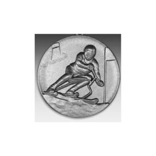 Emblem D=50mm Skibob, silberfarben in Kunststoff fr Pokale und Medaillen