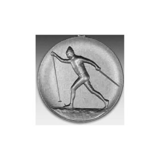 Emblem D=50mm Skilanglauf, silberfarben in Kunststoff fr Pokale und Medaillen