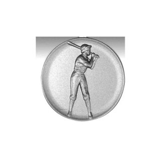 Emblem D=50mm Softball - Frau, silberfarben in Kunststoff fr Pokale und Medaillen