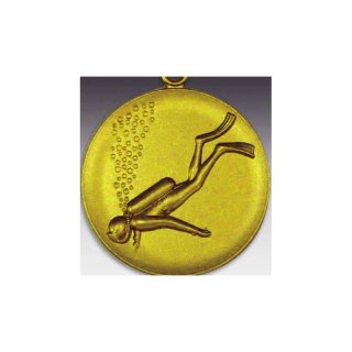 Emblem D=50mm Sporttaucher, goldfarben in Kunststoff f�r Pokale und Medaillen