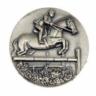Emblem D=50mm Springreiten silberfarben in Metall fr Pokale und Medaillen