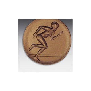 Emblem D=50mm Sprinterin, bronzefarben in Kunststoff fr Pokale und Medaillen