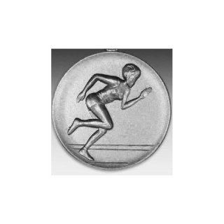 Emblem D=50mm Sprinterin, silberfarben in Kunststoff fr Pokale und Medaillen