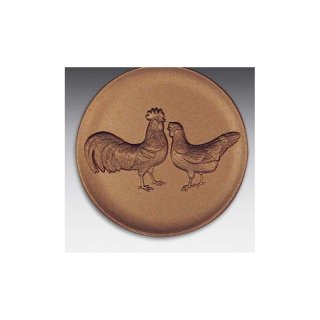 Emblem D=50mm Italienisches Huhn  , bronzefarben in Kunststoff fr Pokale und Medaillen
