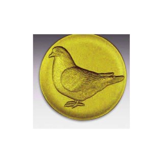Emblem D=50mm Taube, Luchstaube, goldfarben in Kunststoff fr Pokale und Medaillen