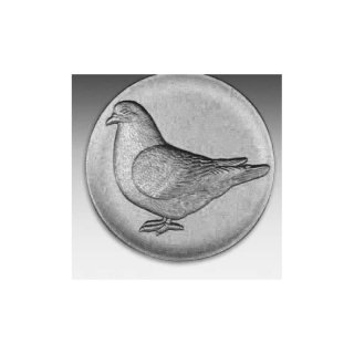 Emblem D=50mm Taube, Luchstaube, silberfarben in Kunststoff fr Pokale und Medaillen