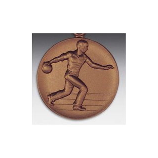 Emblem D=50mm Bowling Mann, bronzefarben in Kunststoff fr Pokale und Medaillen