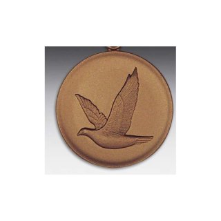 Emblem D=50mm Taube fliegend, bronzefarben in Kunststoff fr Pokale und Medaillen