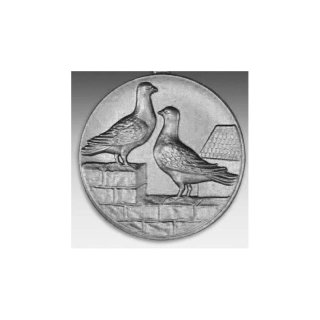 Emblem D=50mm Tauben, zwei, silberfarben in Kunststoff fr Pokale und Medaillen
