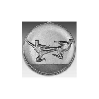 Emblem D=50mm Teak-won-do, silberfarben in Kunststoff fr Pokale und Medaillen