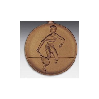 Emblem D=50mm Tennis Spielerin,   bronzefarben, siber- oder goldfarben