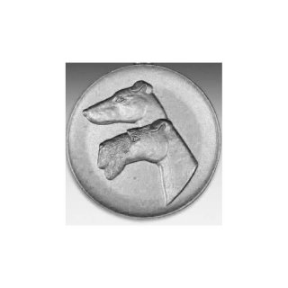 Emblem D=50mm Terrier, silberfarben in Kunststoff fr Pokale und Medaillen