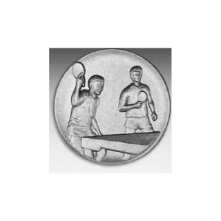 Emblem D=50mm Tischtennis - Doppel, Mann, silberfarben in Kunststoff fr Pokale und Medaillen