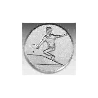 Emblem D=50mm Tischtennis- Mann, silberfarben in Kunststoff fr Pokale und Medaillen
