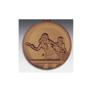 Emblem D=50mm Tischtennis - Mix, bronzefarben in Kunststoff fr Pokale und Medaillen