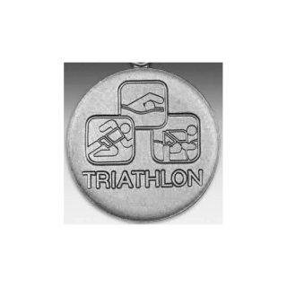Emblem D=50mm Triathlon, silberfarben in Kunststoff fr Pokale und Medaillen