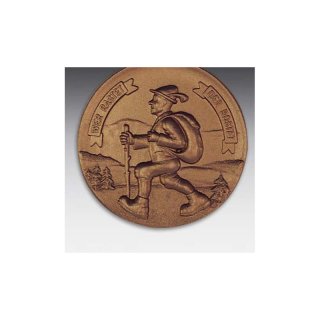 Emblem D=50mm Wanderer, bronzefarben in Kunststoff fr Pokale und Medaillen