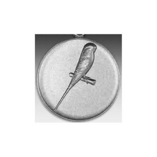 Emblem D=50mm Wellensittich, silberfarben in Kunststoff fr Pokale und Medaillen