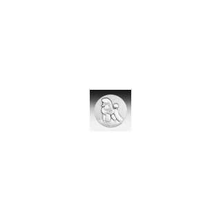 Emblem D=50mm Pudel neu, silberfarben in Kunststoff fr Pokale und Medaillen