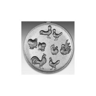 Emblem D=50mm Zwerghhner, silberfarben in Kunststoff fr Pokale und Medaillen