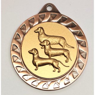 Emblem D=50mm drei Dackel, bronzefarben in Kunststoff fr Pokale und Medaillen