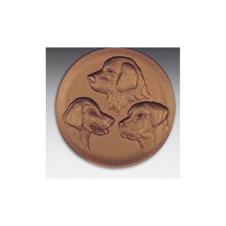 Emblem D=50mm drei Hundekpfe, bronzefarben in Kunststoff fr Pokale und Medaillen