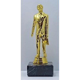 Figur Geschftsmann goldfarben  185mm auf schw. Marmor 60X60X30mm incl Gravur