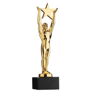 Figur Award-Stern 220mm 24Karat Vergoldet  auf Mamor Sockel