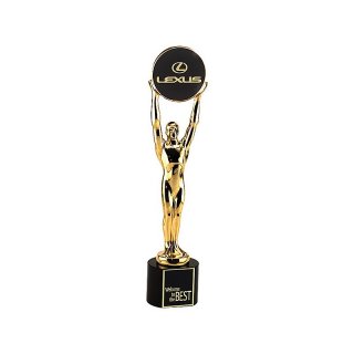 Figur Award-Stern 375mm Gold farbig auf Kristallsockel,  Preis ist incl.Text & Logogravur, keine weiteren Kosten,