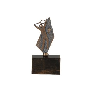 Figur Badminton Metall H=150mm auf schwarzen Marmorsockel, Gravur im Preis enthalten.