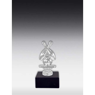 Figur Bowling/gekreuzte Kegel mit Ball mit Ball Versilbert-geschwrzt