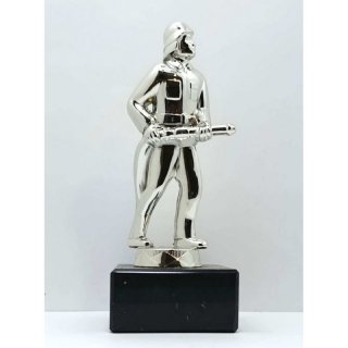 Figur Feuerwehrmann Goldfarben etwa 30cm auf Marmorsol 10x10x4cm incl Gravur