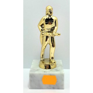 Figur Feuerwehrmann Metall goldfarbig 13 cm inkl. Gravur