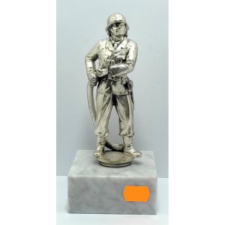 Figur Feuerwehrmann versilbert 20cm Metall inkl. Gravur
