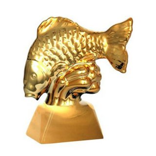 Figur Fisch Karpfen mit Goldenen Sockel H= 19,5cm