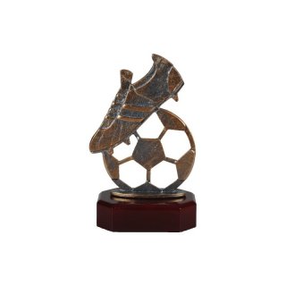 Figur H=180mm Fussball  auf Holzsockel, Gravur im Preis enthalten.