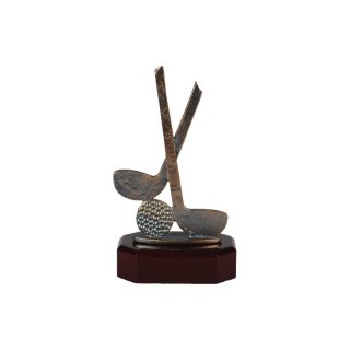 Figur H=170mm Golf  auf Holzsockel, Gravur im Preis enthalten.