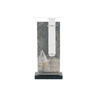 Figur H=245mm Segeln aus Metall - Marmor - Glas, Gravur im Preis enthalten.