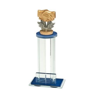 Figur Handschlag auf Glasstnder Lissabon inkl. Wunschgravur