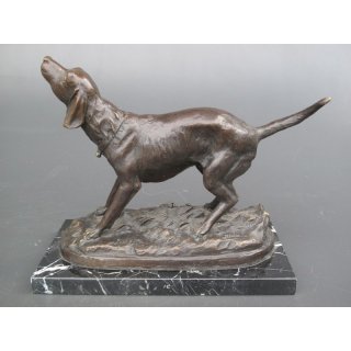 Figur Jagdhund Bronze L.27cm incl. einer Textgravur