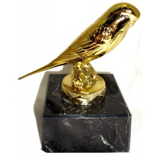 Figur Kanarienvogel  Glanz-Gold 11cm incl einer Gravur