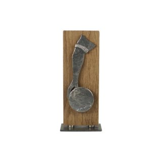 Figur Kegel - Bowling Metall-Eichenholz H=250mm auf Metallfuss, Gravur im Preis enthalten.